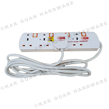 PSE 6124-3M 4WAY 3M EXTENSION SOCKET WITH SURGE PROTECTOR