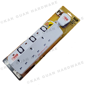 PSE S8383-6M 3WAY 6M EXTENSION SOCKET WITH SURGE PROTECTOR
