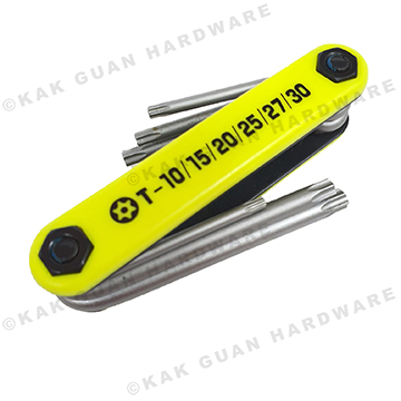 6PCS NEON FOLDING TAMPER STAR KEY WRENCH SET