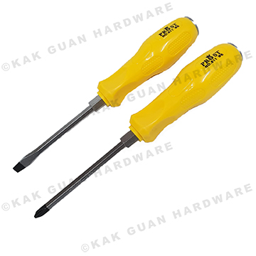 PH2X4" PHILLIPS (+) & 6MMX4" SLOTTED (-)  YELLOW METAL HEAD SCREWDRIVER