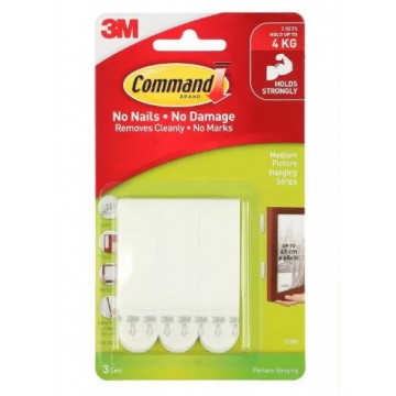 3M COMMAND 17201 WHITE MEDIUM PICTURE HANGING STRIPS