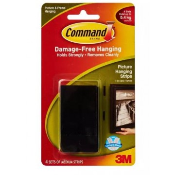 3M COMMAND 17201BLK BLACK MEDIUM PICTURE HANGING STRIPS